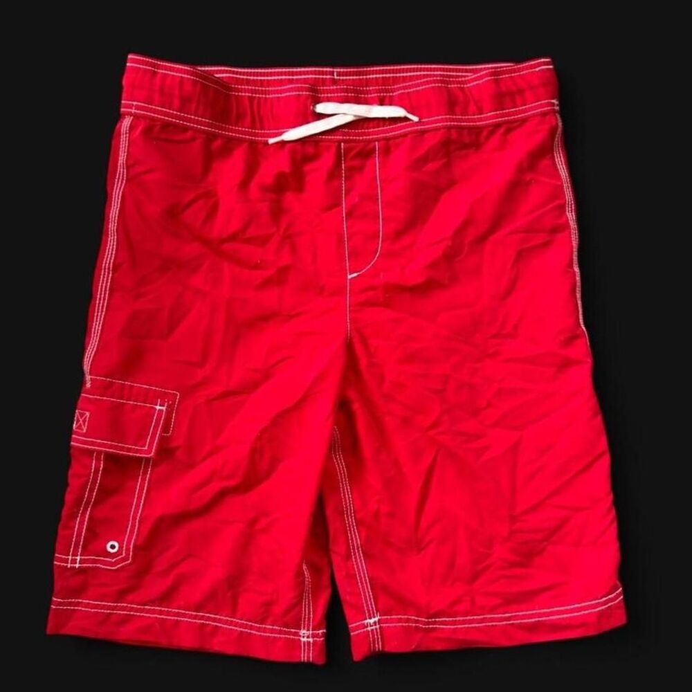Lands' End Kids Retro-like Red Swim Trunks
